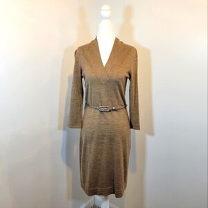 The Limited Beige Belted Sweater Dress